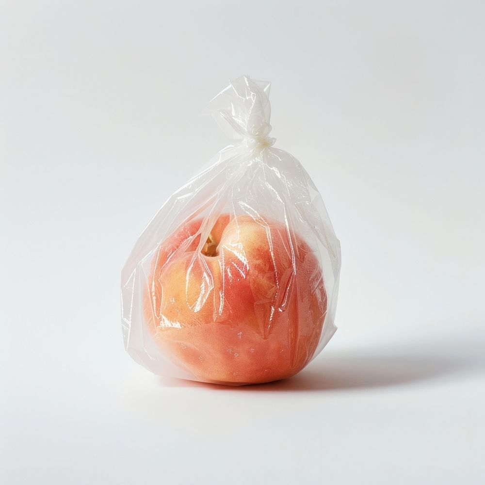 Peach plastic food bag.