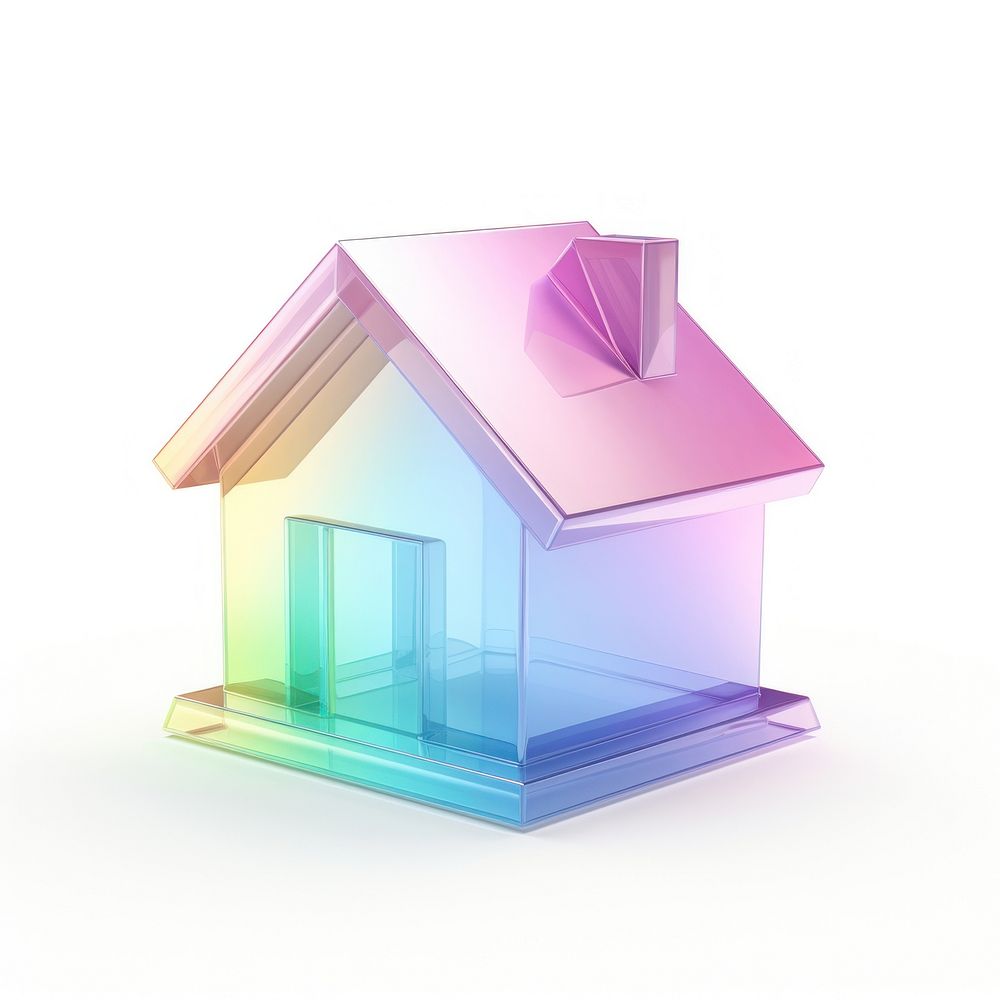 3d render home icon holographic white background architecture investment.