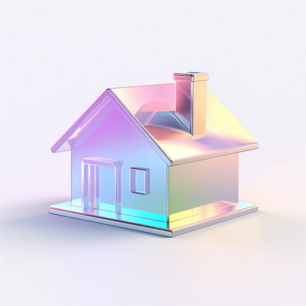 3d render home icon holographic architecture building house.