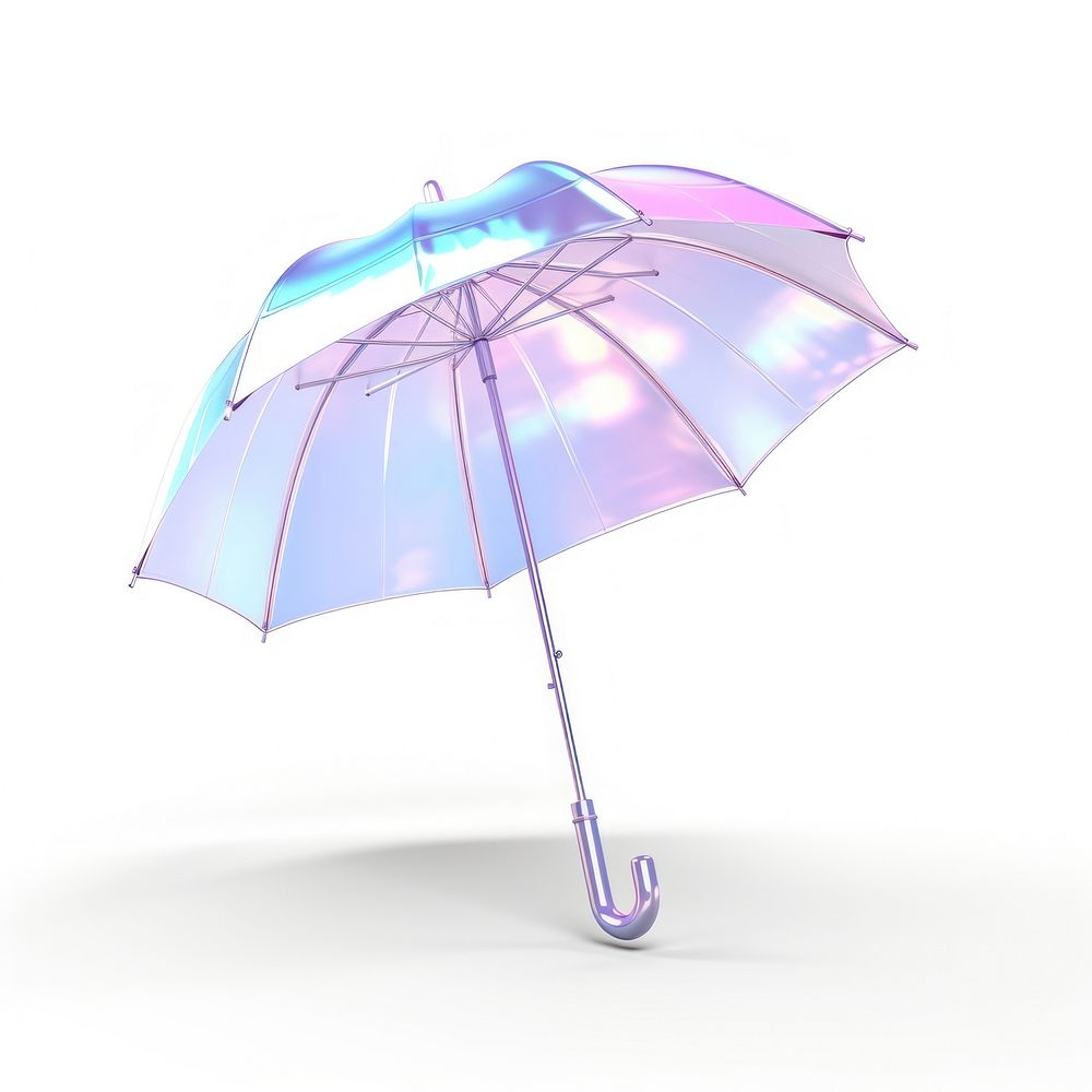 3d render umbrella holographic white background illuminated protection.