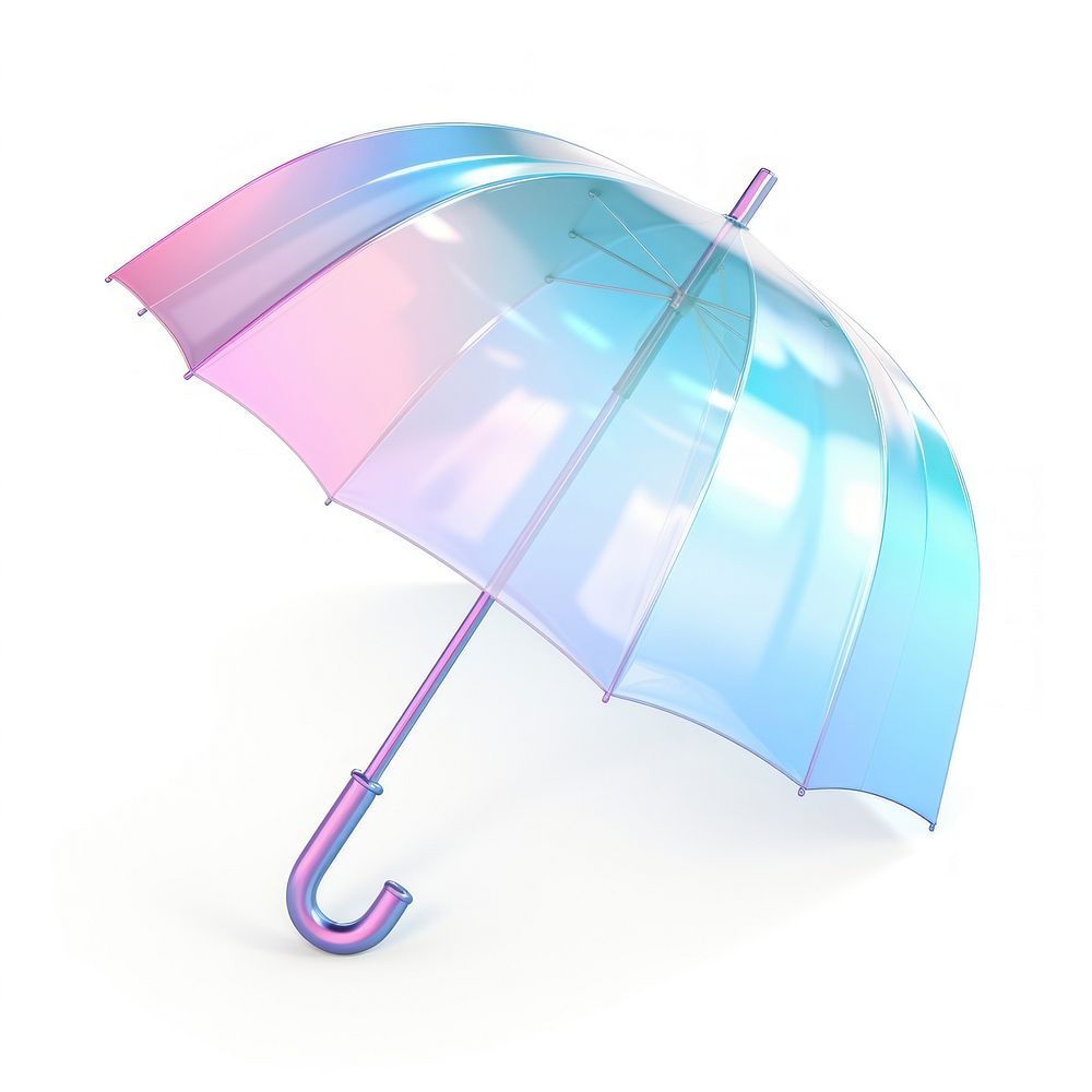 3d render umbrella holographic white background transparent protection.