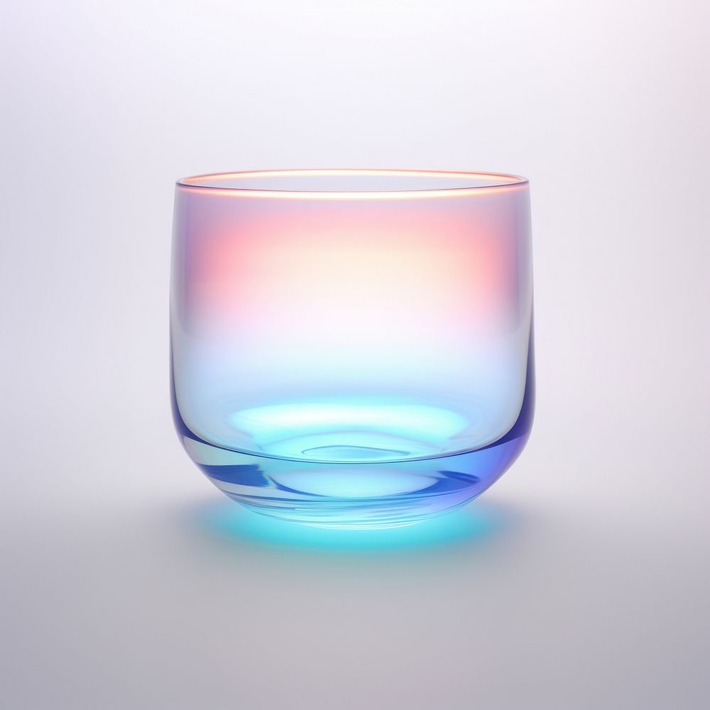 3D render glass holographic transparent lighting vase.