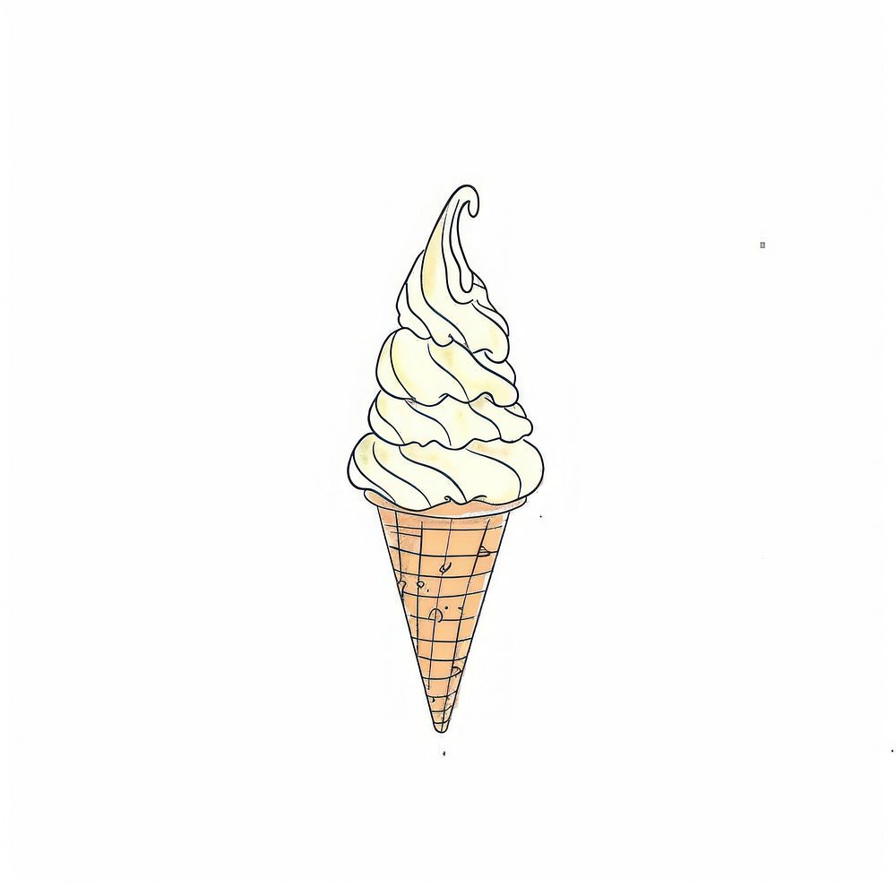 Ice cream cone dessert drawing food.