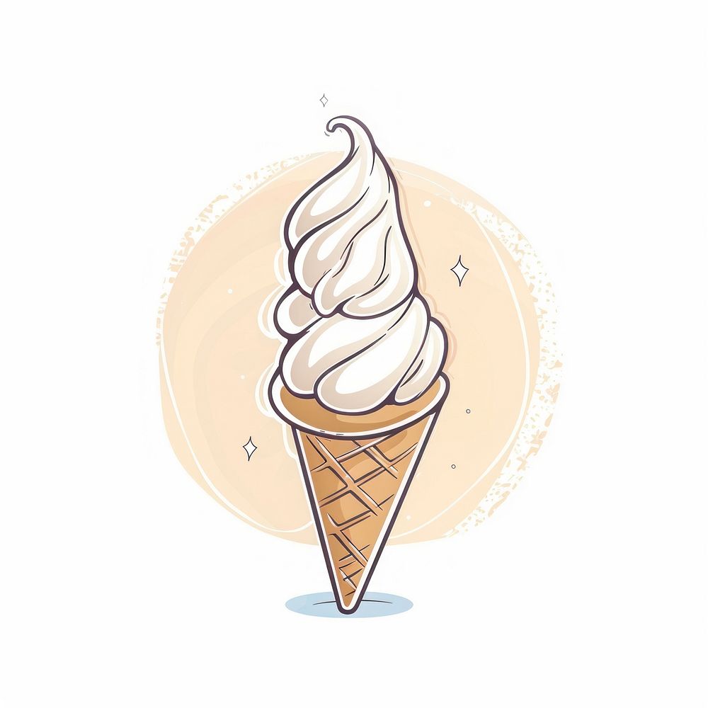 Ice cream cone dessert drawing food.