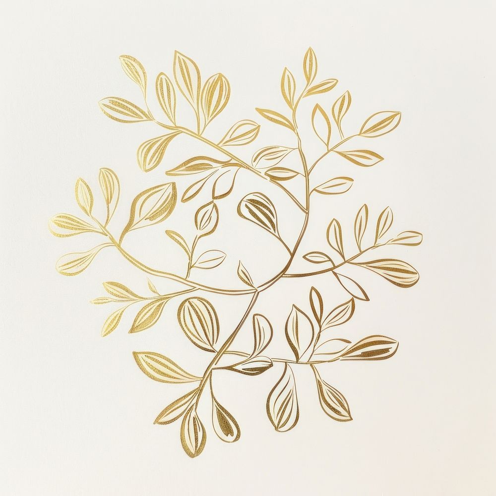 Gold Ink mistletoe pattern drawing sketch.