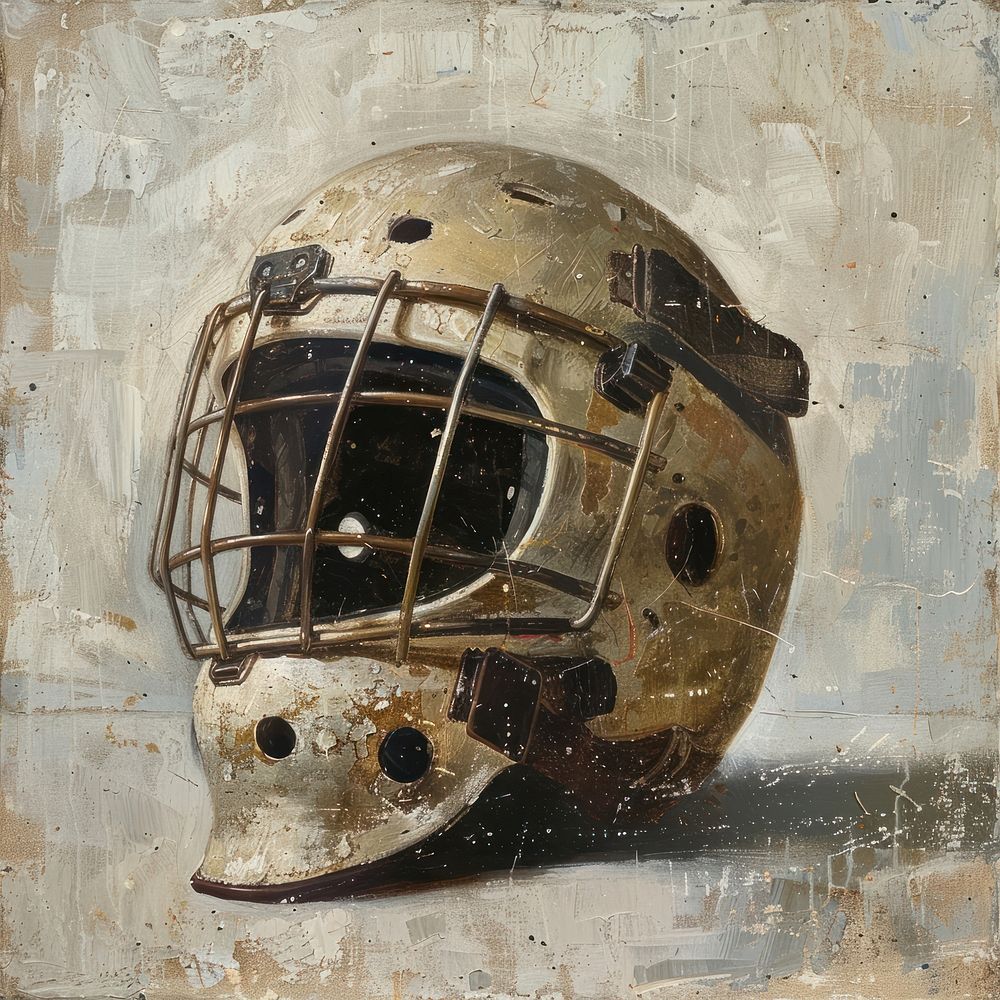 Hockey helmet painting sports old.