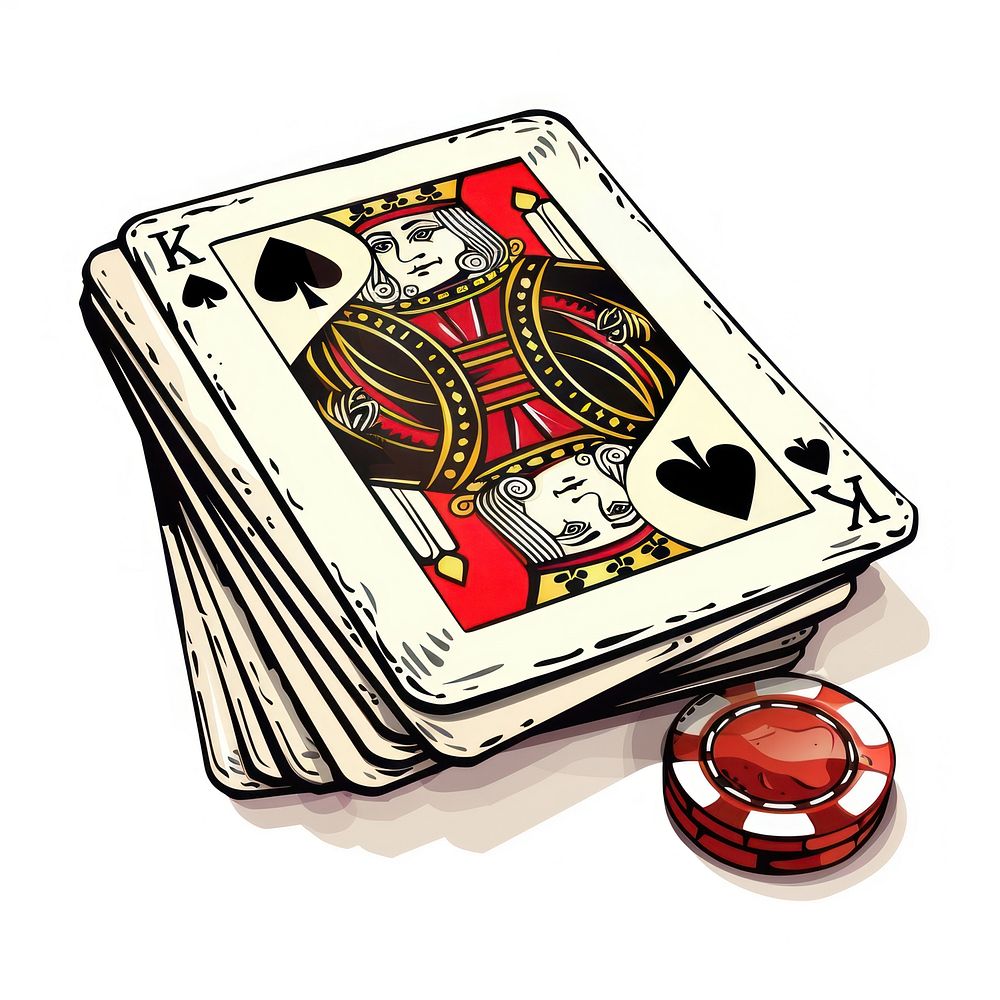 Illustration of casino card gambling cards game.