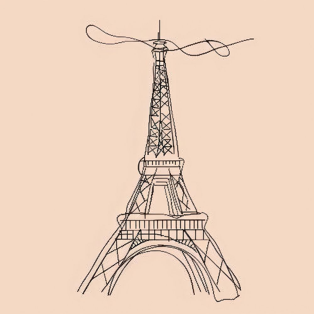 Eiffel tower drawing sketch doodle.
