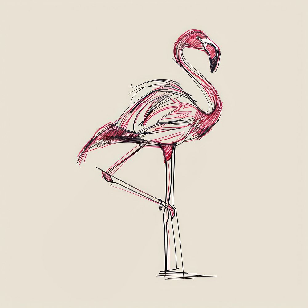 Flamingo drawing animal bird.