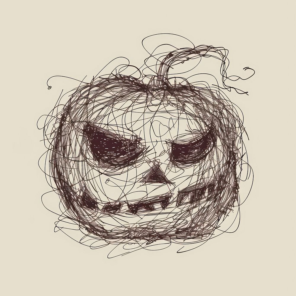 Halloween pumpkin drawing sketch art.