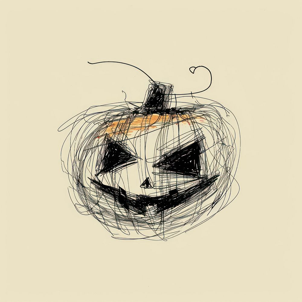 Halloween pumpkin drawing sketch anthropomorphic.