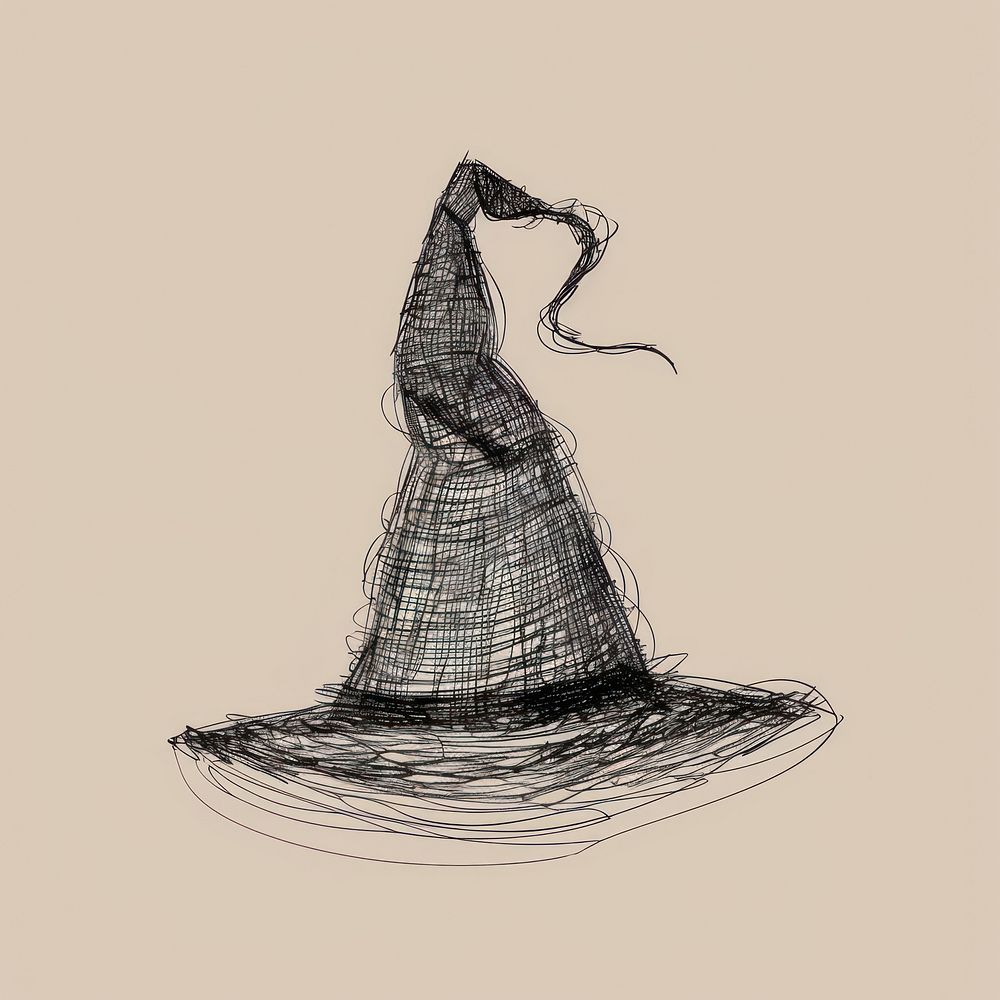Witch hat drawing sketch line.