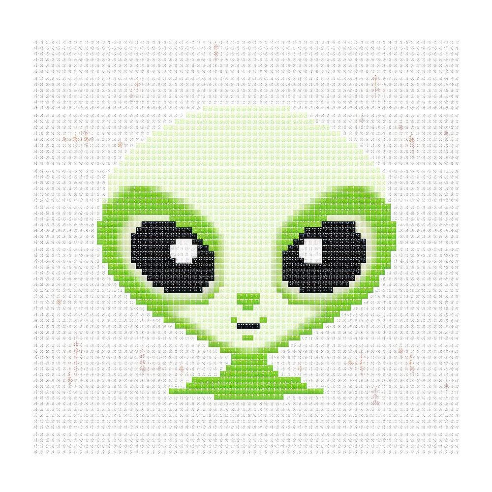 Cross stitch alien representation creativity technology.