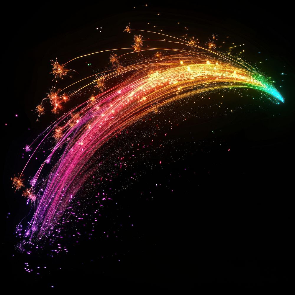 Fireworks in the sky rainbow color backgrounds night.