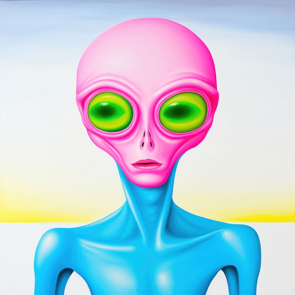 Surrealistic painting of alien art representation creativity.