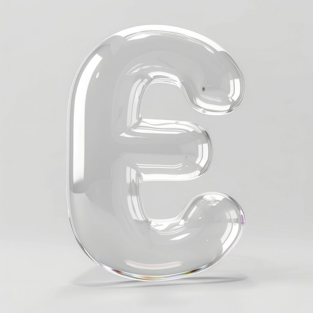 Letter E number glass text.