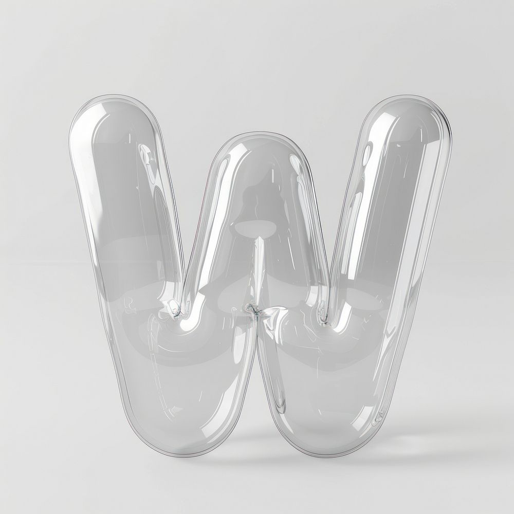 Letter W white silver font.