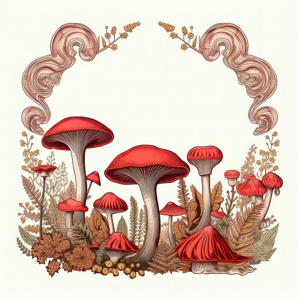Mushroom forest pattern drawing fungus.