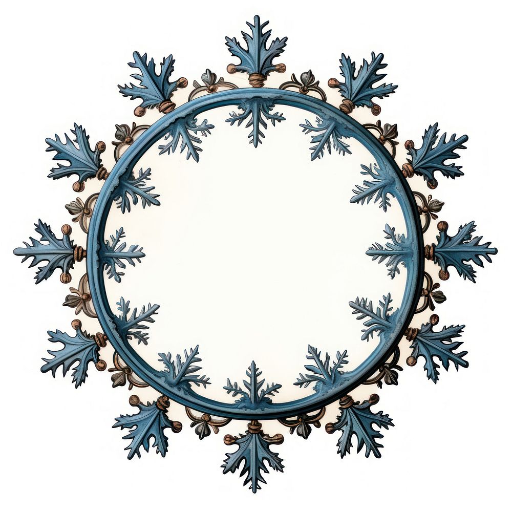 Snowflakes pattern circle white background.