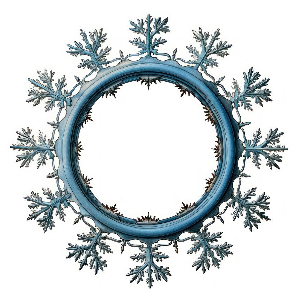 Snowflakes circle white background celebration.