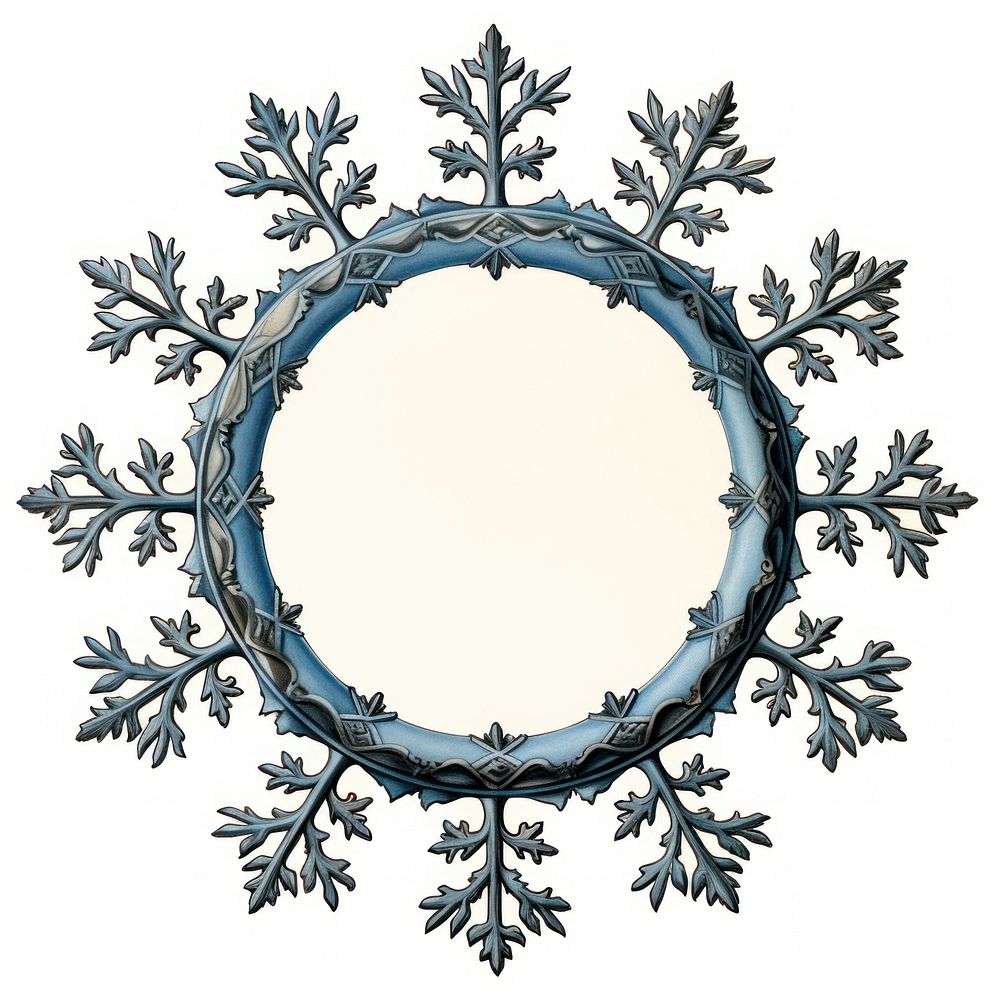 Snowflakes circle white background decoration.