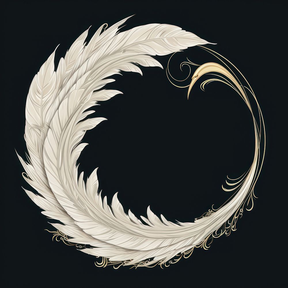 Circle frame swan feather lightweight creativity pattern.