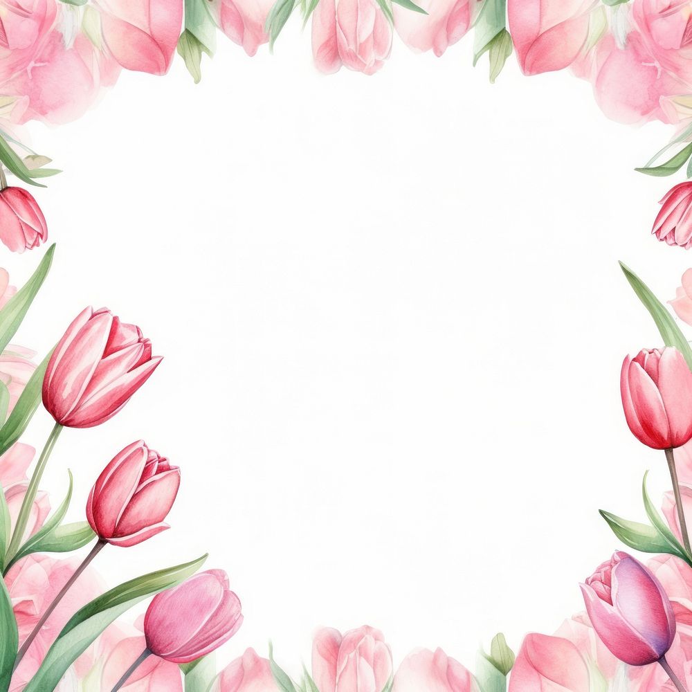 Tulip frame watercolor backgrounds pattern flower.