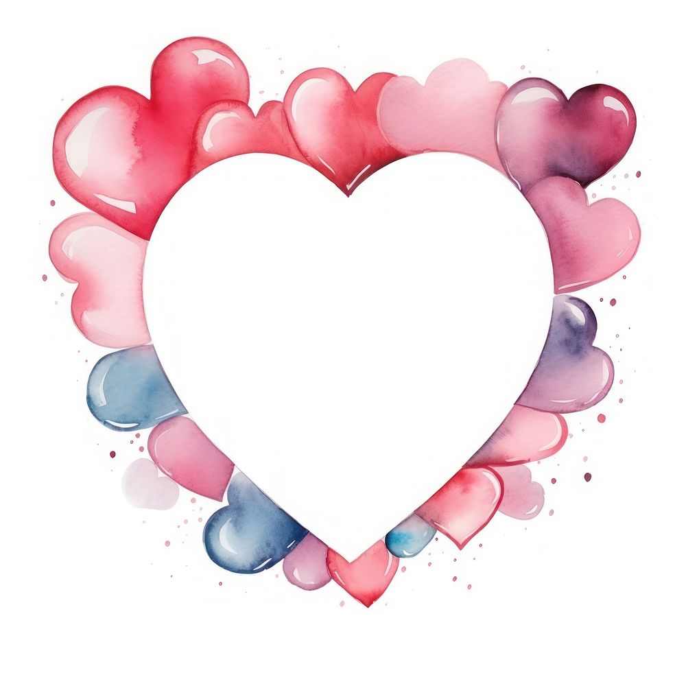 Valentine frame watercolor heart white background celebration.