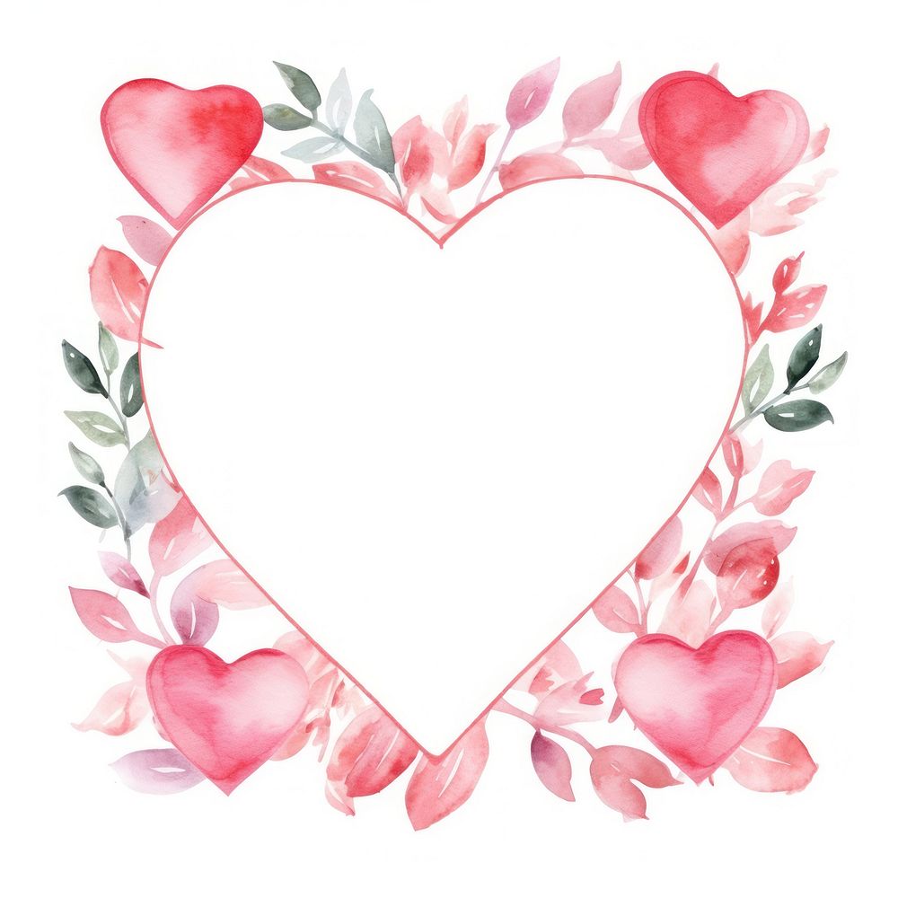 Valentines frame watercolor heart petal plant.