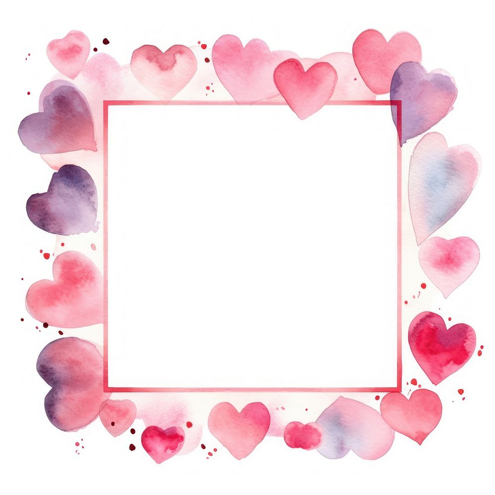 Valentines frame watercolor backgrounds heart petal.
