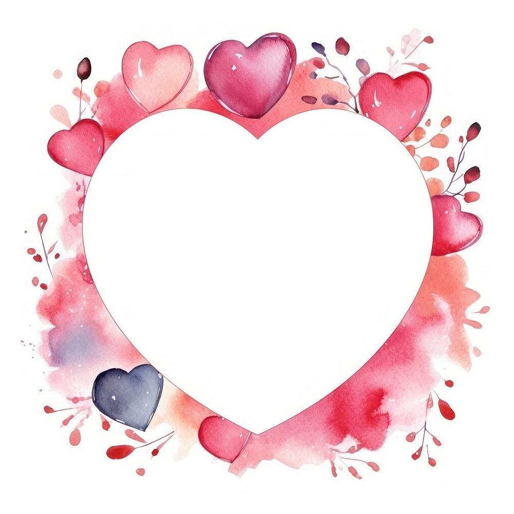 Valentines frame watercolor heart white background creativity.