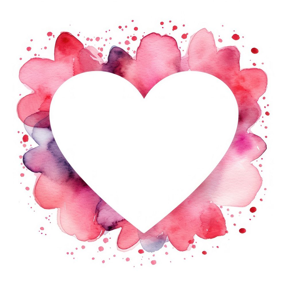 Valentines frame watercolor heart petal white background.