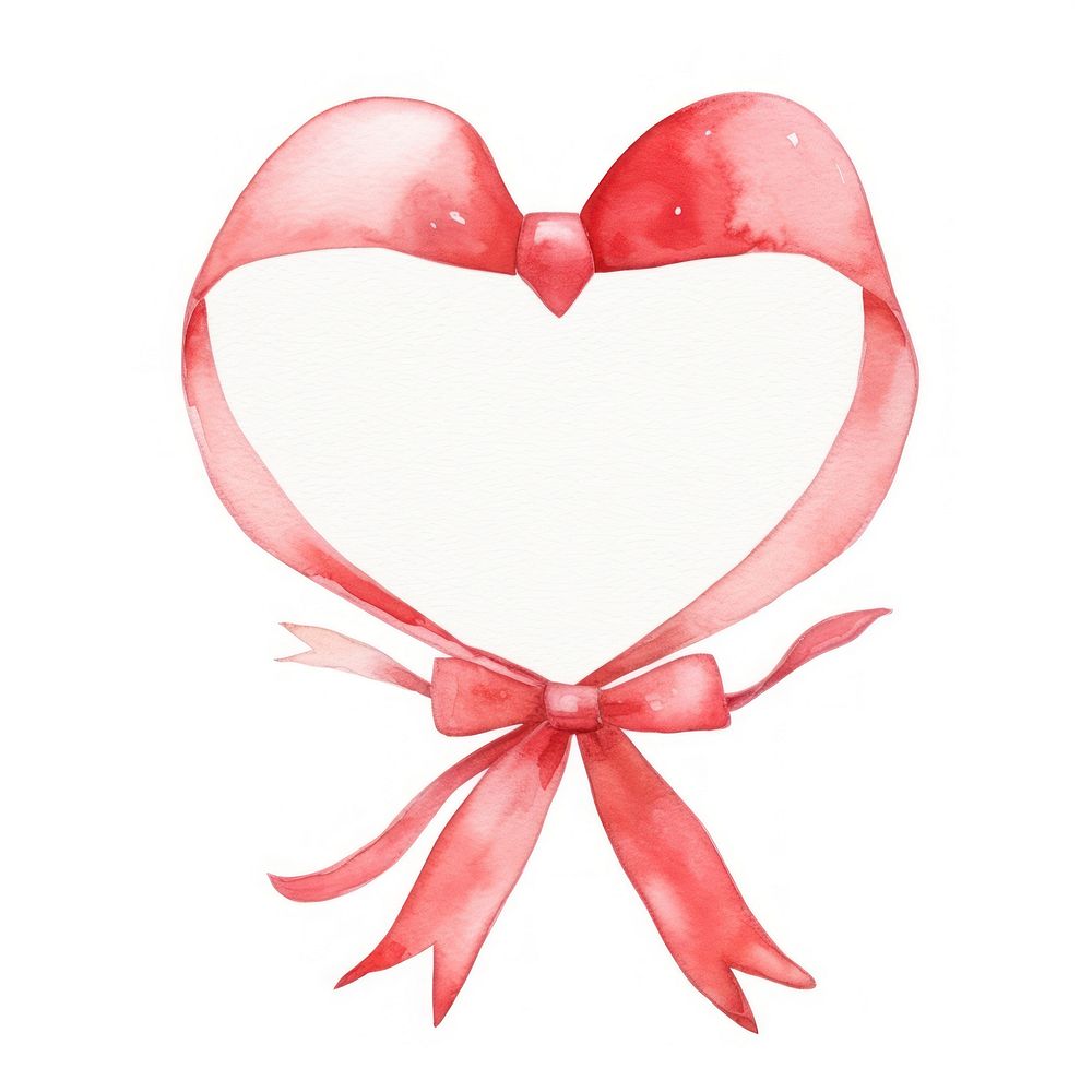 Valentines red ribbon frame watercolor petal white background celebration.
