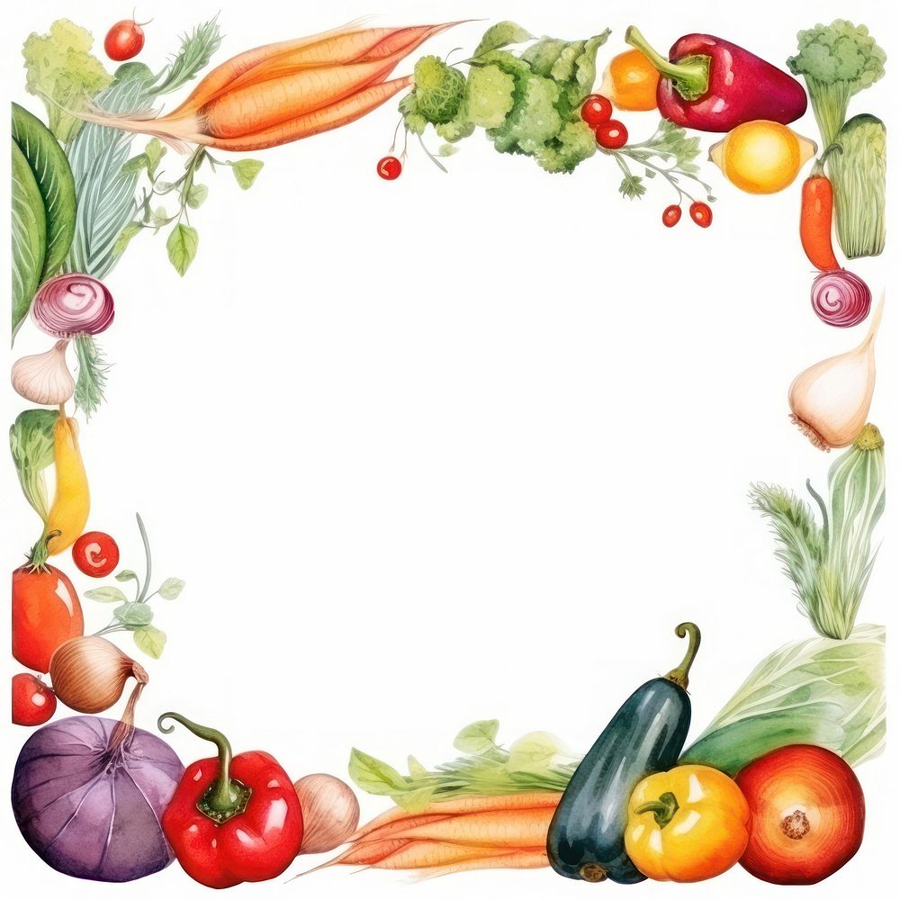 Vegetable frame watercolor carrot plant food.