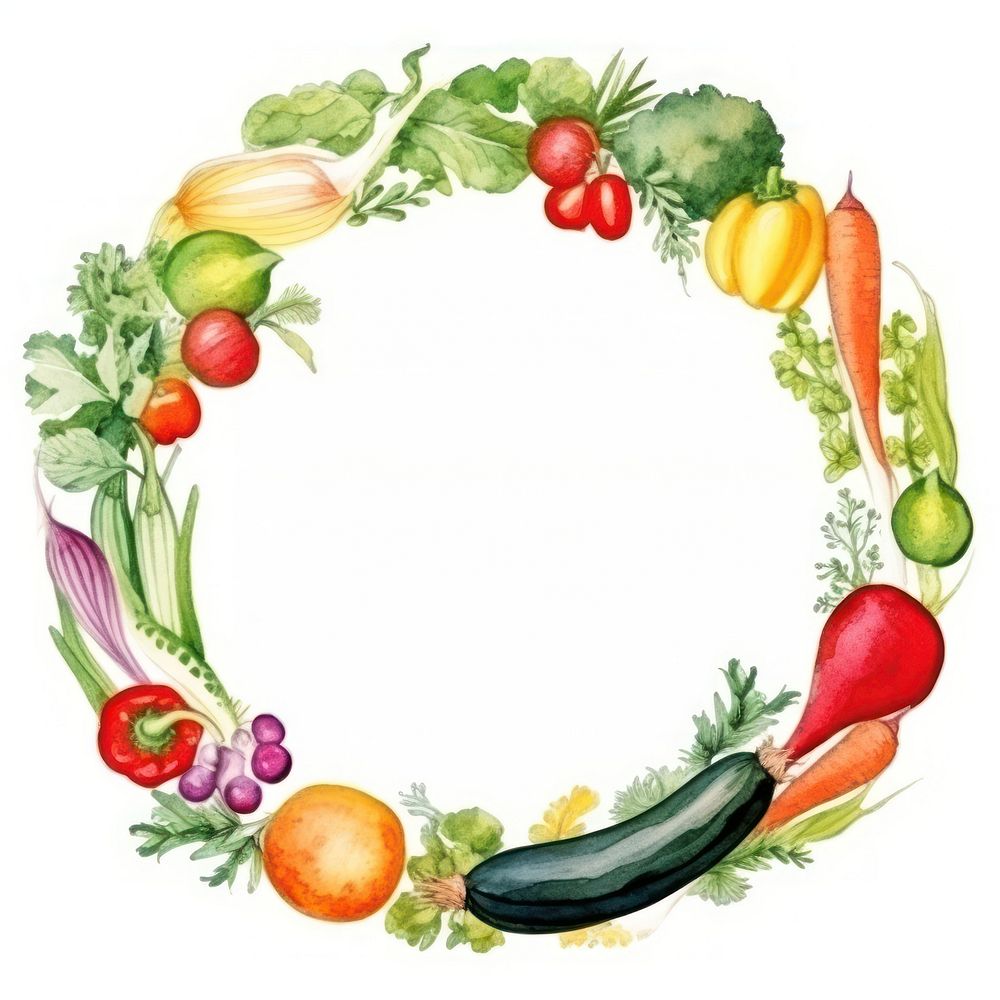 Vegetable frame watercolor radish plant food.