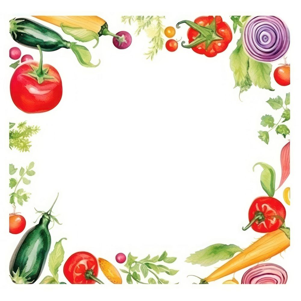 Vegetable frame watercolor backgrounds food white background.
