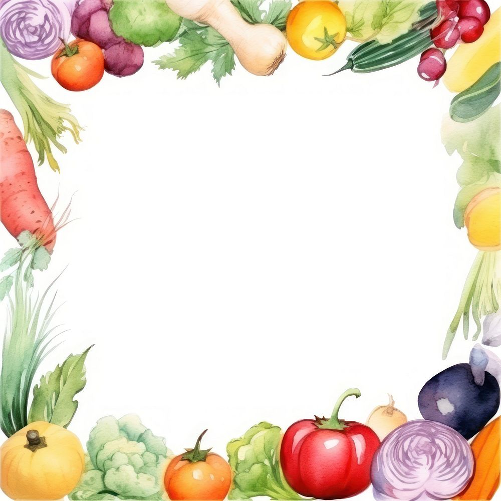 Vegetable frame watercolor backgrounds fruit plant.
