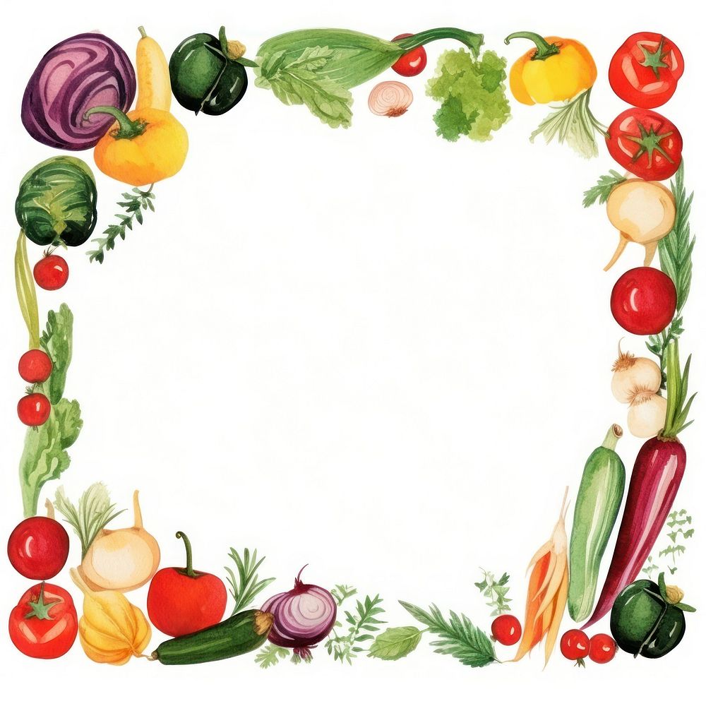 Vegetables frame watercolor backgrounds plant food.