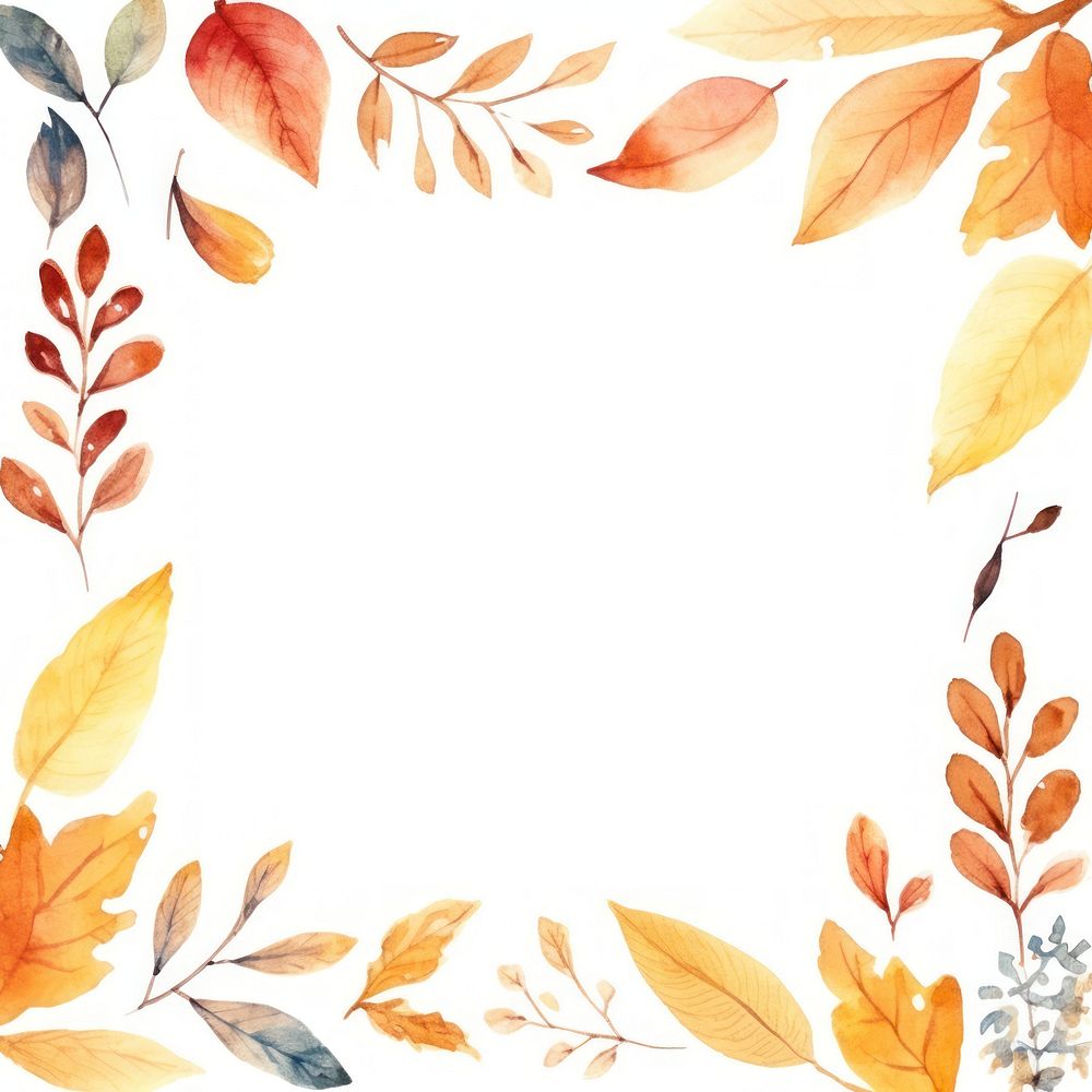 Autumn leaf frame watercolor backgrounds pattern plant.