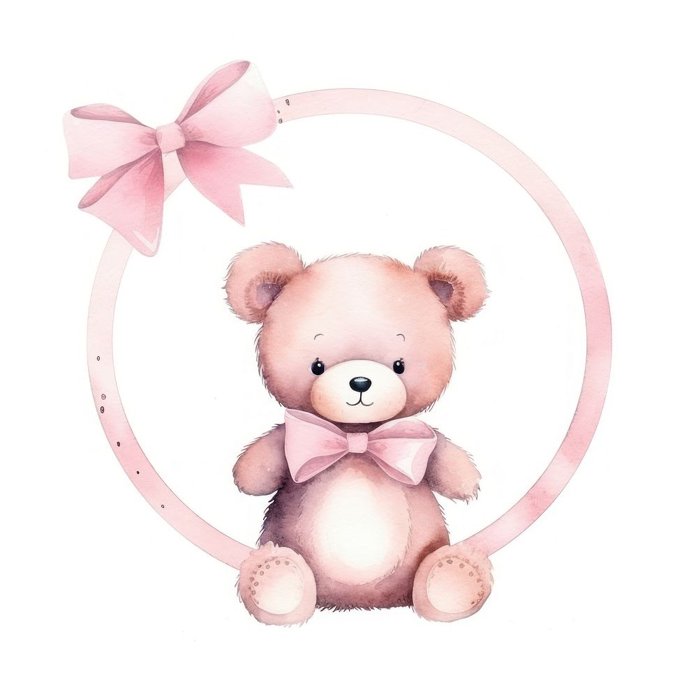 Bear frame watercolor toy white background representation.
