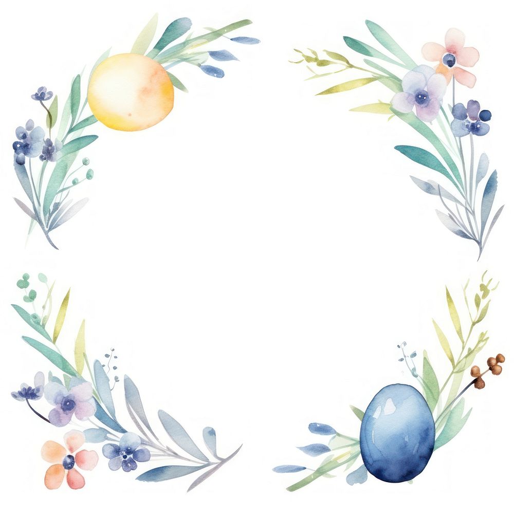 Easter frame watercolor pattern wreath plant.