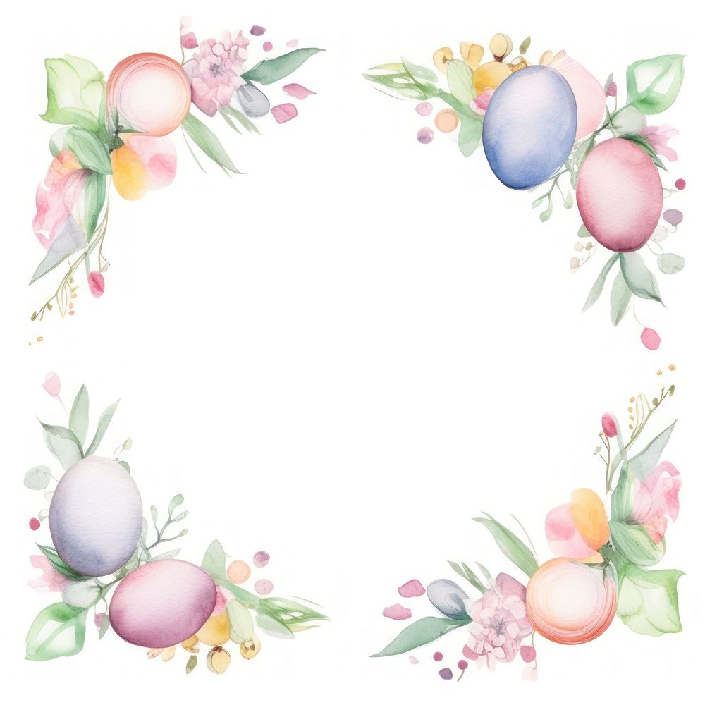 Easter frame watercolor wreath egg celebration.