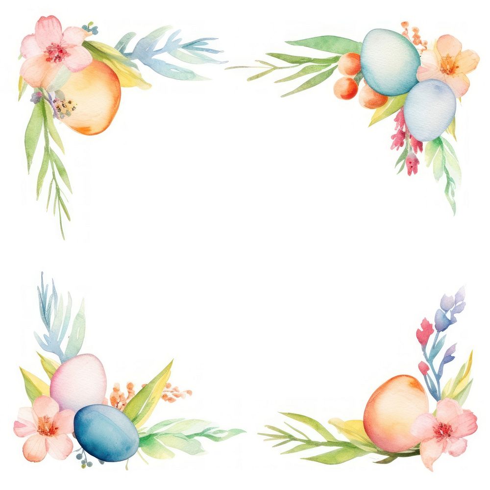Easter frame watercolor wreath white background celebration.