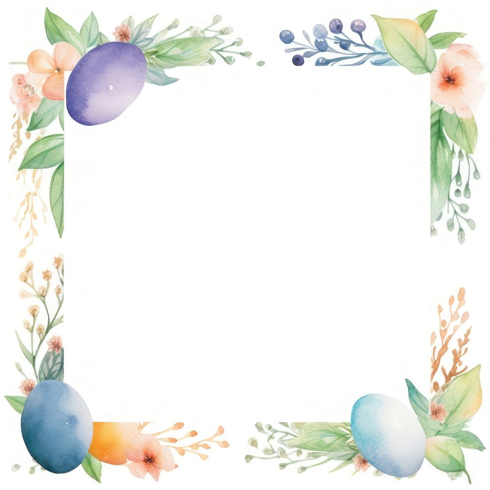 Easter frame watercolor wreath plant celebration.