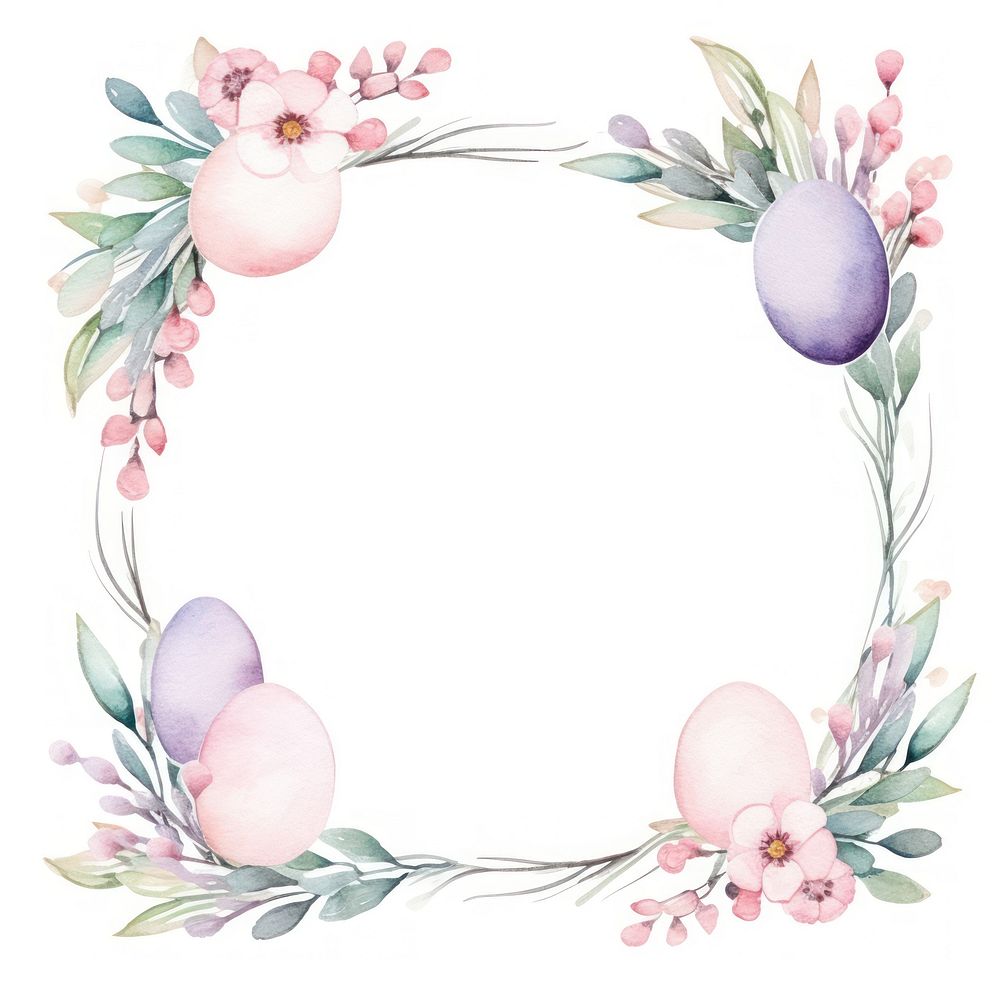 Easter frame watercolor wreath celebration decoration.