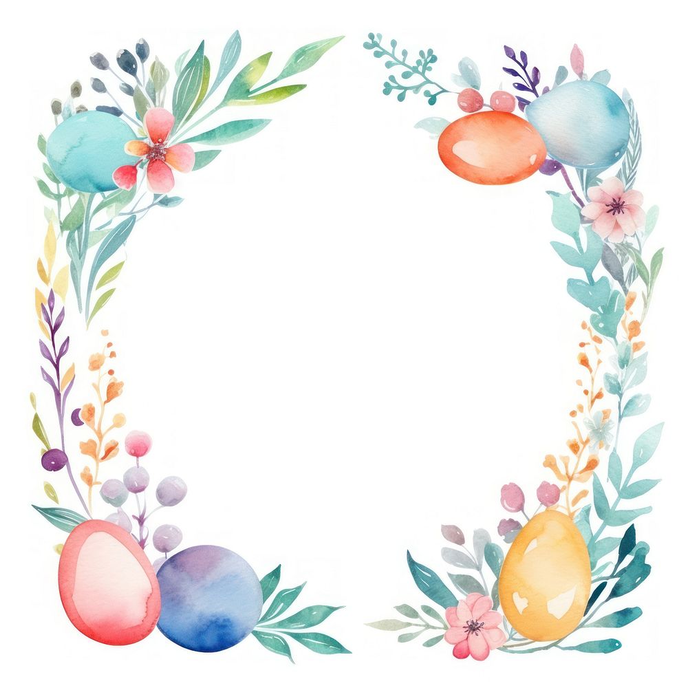 Easter frame watercolor pattern wreath celebration.
