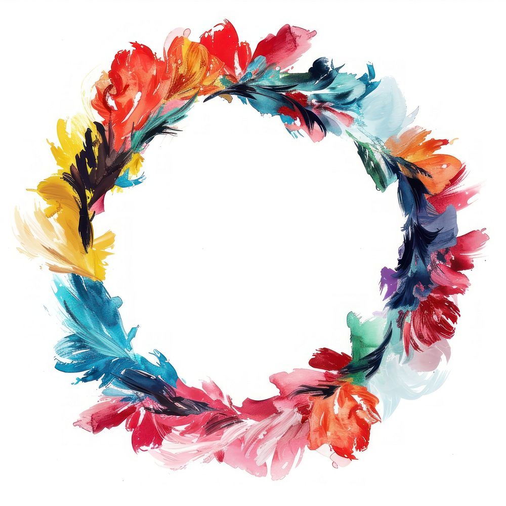 Flowers circle frame watercolor wreath white background accessories.