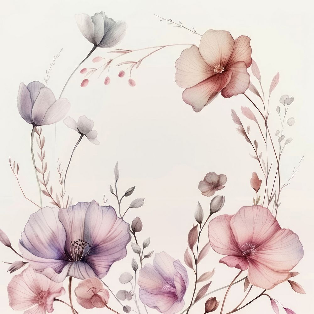 Flowers frame watercolor backgrounds pattern drawing.