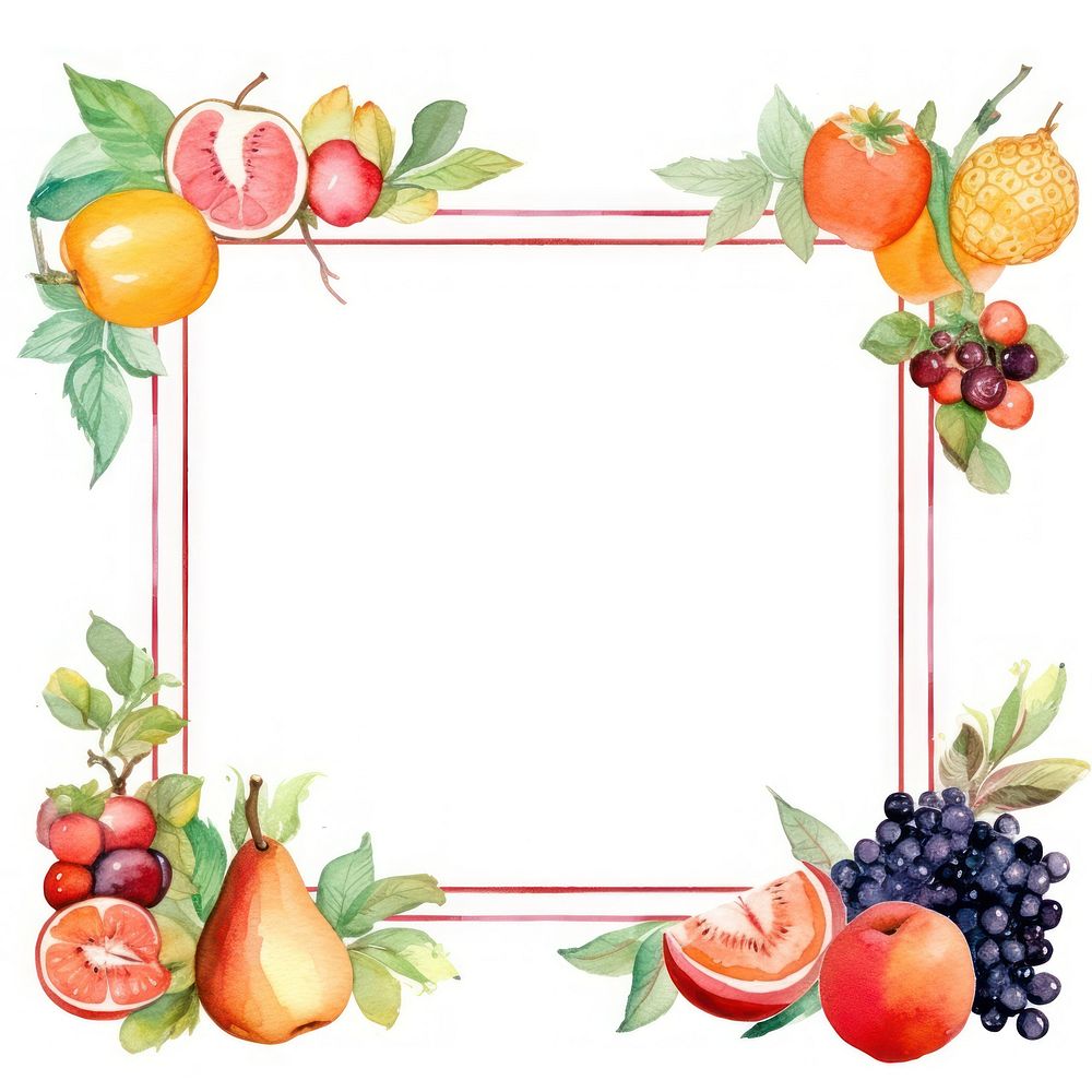 Fruit frame watercolor berry plant food.
