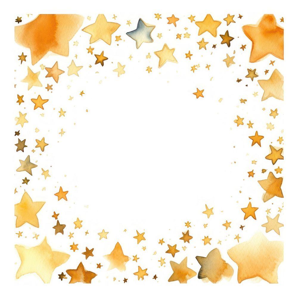 Gold stars frame watercolor backgrounds paper white background.